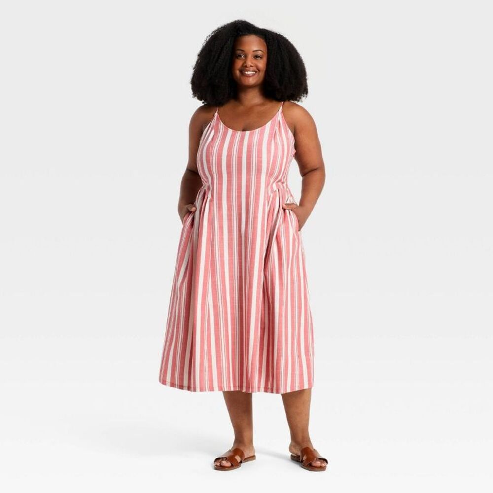 A New Day - Women's Corset Sundress - A New Day Cream/Red Stri Cream/Red Striped - Picture 1 of 3